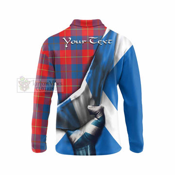 Blane Tartan Long Sleeve Polo Shirt with Family Crest Scotland Patriotic Style - Tartan Vibes Clothing