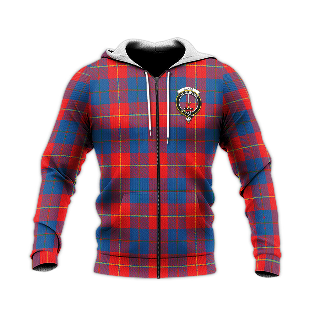Blane Tartan Knitted Hoodie with Family Crest Unisex Knitted Zip Hoodie - Tartan Vibes Clothing