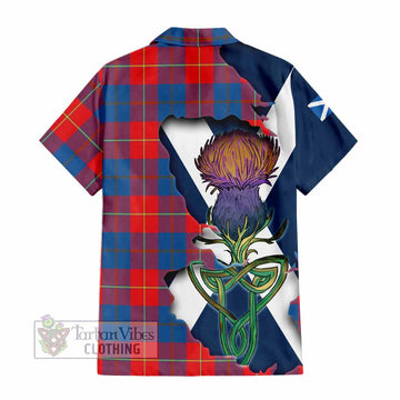 Tartan Vibes Clothing Blane Tartan Family Crest Short Sleeve Button Shirt Scottish Thistle Celtic Inspired