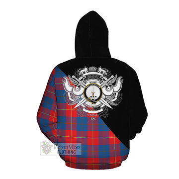 Blane Tartan Cotton Hoodie with Family Crest and Military Logo Style Pullover Hoodie - Tartan Vibes Clothing