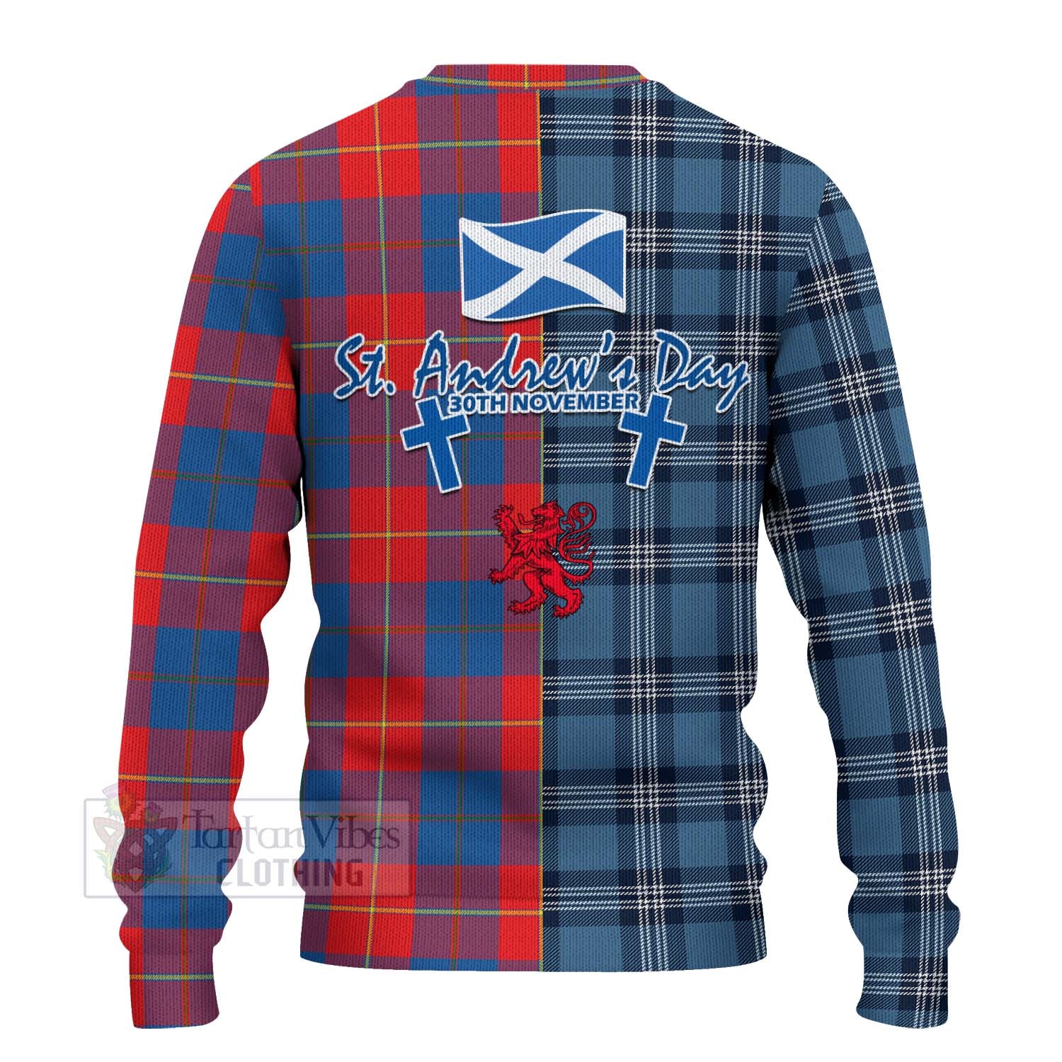 Blane Tartan Knitted Sweater Happy St. Andrew's Day Half Tartan Style - Tartan Vibes Clothing