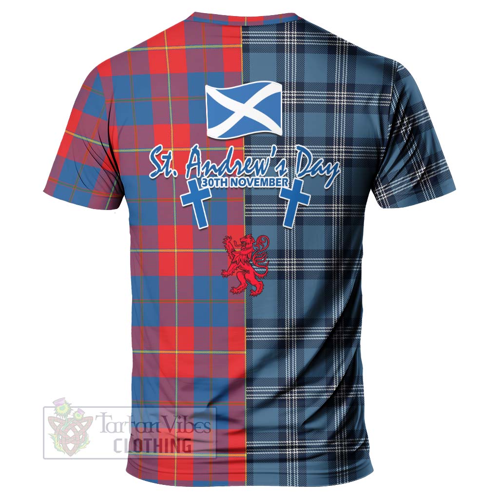 Blane Tartan T-Shirt Happy St. Andrew's Day Half Tartan Style - Tartan Vibes Clothing