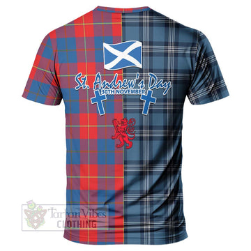 Blane Tartan T-Shirt Happy St. Andrew's Day Half Tartan Style - Tartan Vibes Clothing