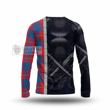 Blane Tartan Long Sleeve T-Shirt with Family Crest Cross Sword Thistle Celtic Vibes - Tartan Vibes Clothing