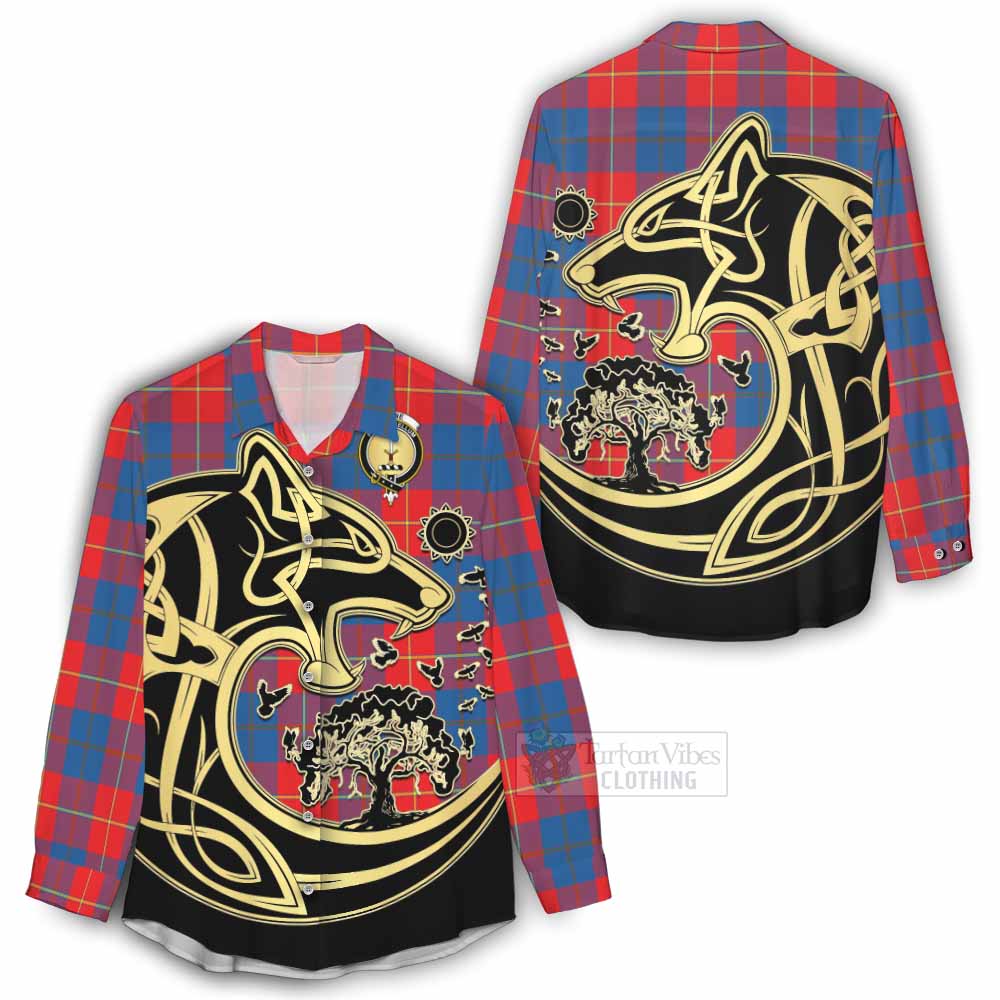 Blane Tartan Women's Casual Shirt with Family Crest Celtic Wolf Style - Tartan Vibes Clothing