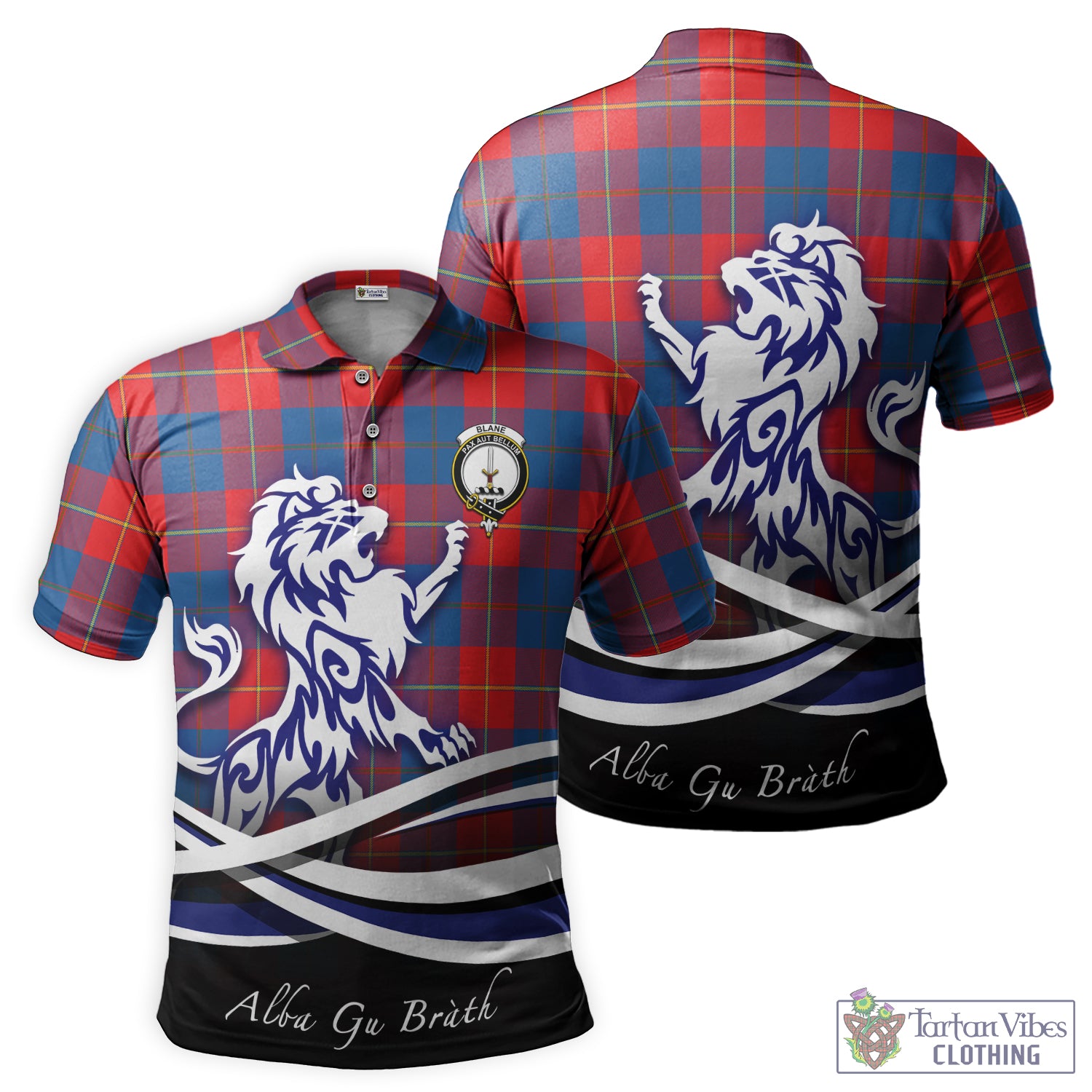 Blane Tartan Polo Shirt with Alba Gu Brath Regal Lion Emblem - Tartan Vibes Clothing