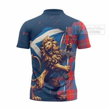 Blane Tartan Family Crest Zipper Polo Shirt with Scottish Majestic Lion - Tartan Vibes Clothing