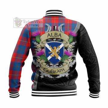 Blane Tartan Family Crest Baseball Jacket Lion Rampant Royal Thistle Shield Celtic Inspired - Tartan Vibes Clothing