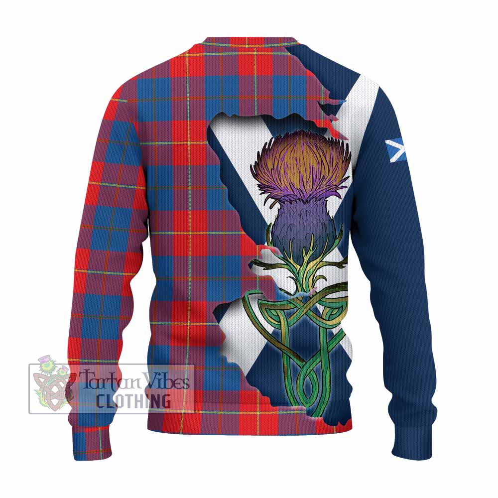 Tartan Vibes Clothing Blane Tartan Family Crest Knitted Sweater Scottish Thistle Celtic Inspired