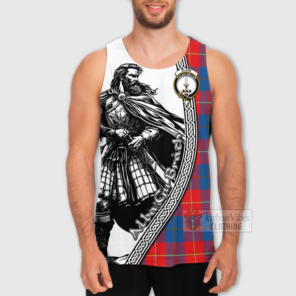 Blane Tartan Clan Crest Men's Tank Top with Highlander Warrior Celtic Style - Tartan Vibes Clothing