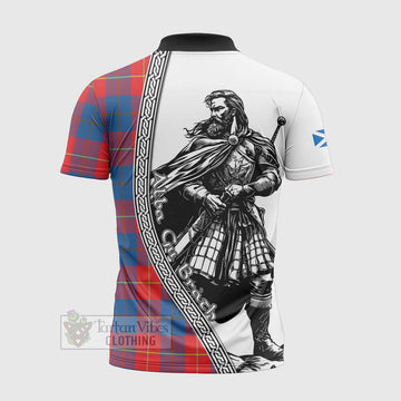 Blane Tartan Clan Crest Zipper Polo Shirt with Highlander Warrior Celtic Style - Tartan Vibes Clothing