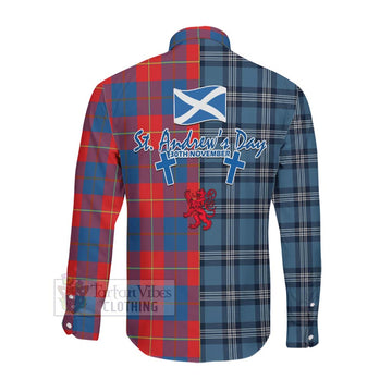 Blane Tartan Long Sleeve Button Shirt Happy St. Andrew's Day Half Tartan Style Men's Shirt - Tartan Vibes Clothing