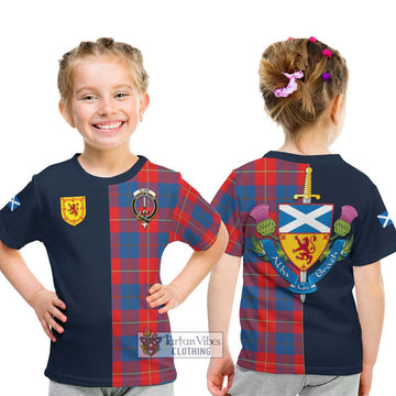Blane Tartan Kid T-Shirt Alba with Scottish Lion Royal Arm Half Style - Tartan Vibes Clothing