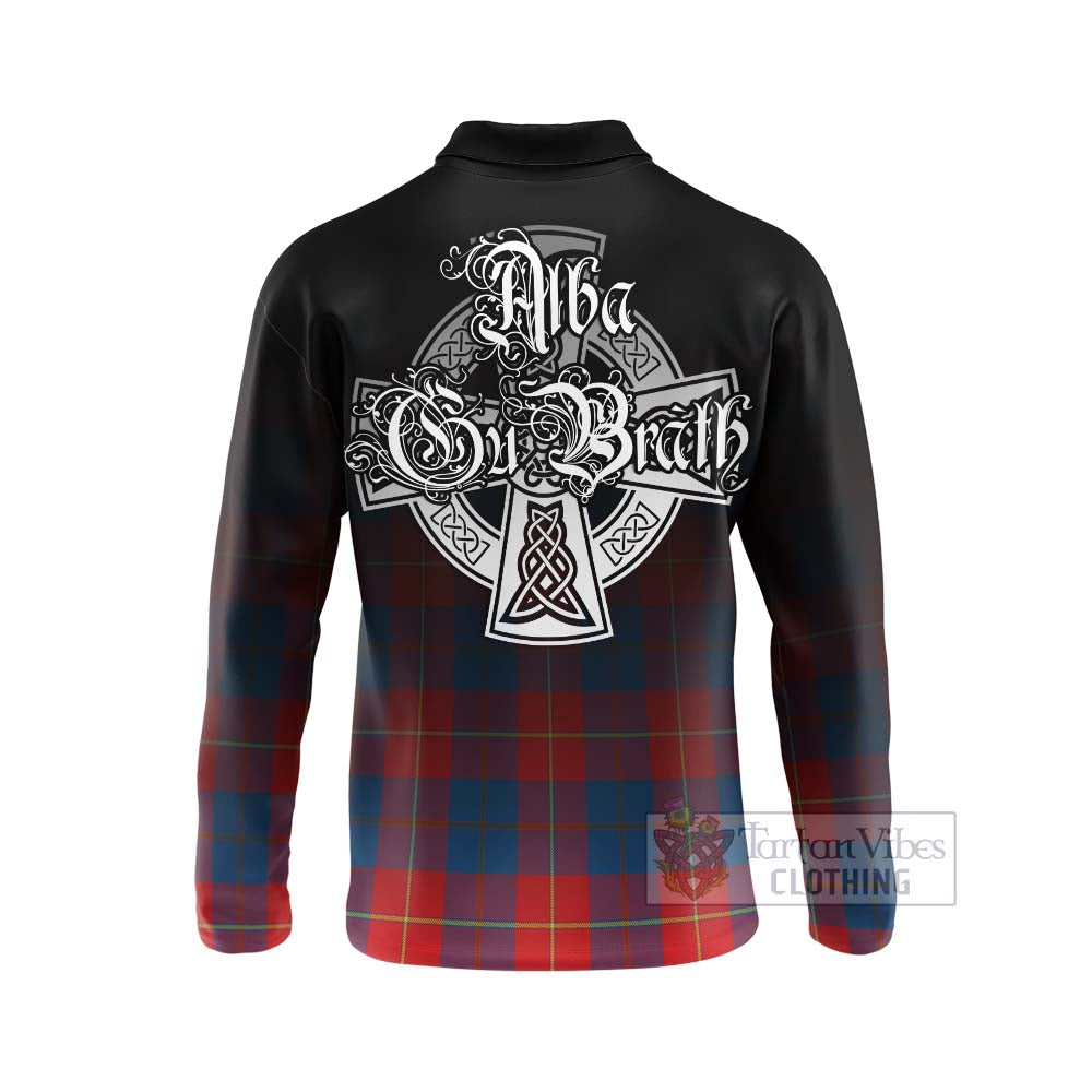 Blane Tartan Long Sleeve Polo Shirt Featuring Alba Gu Brath Family Crest Celtic Inspired - Tartan Vibes Clothing