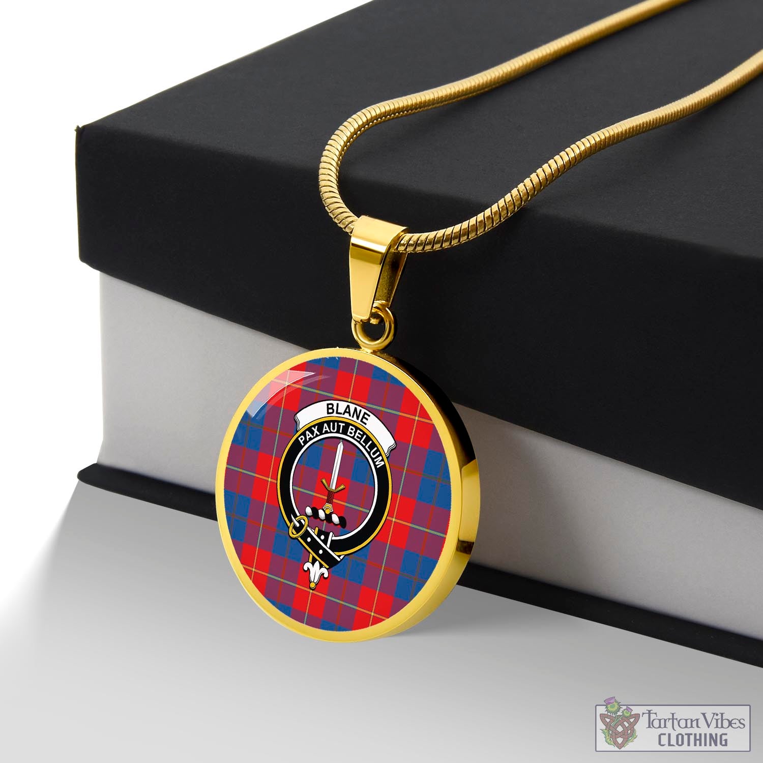 Blane Tartan Circle Necklace with Family Crest Luxury Necklace (Gold) No - Tartan Vibes Clothing