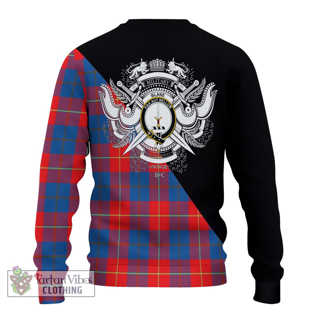 Blane Tartan Ugly Sweater with Family Crest and Military Logo Style - Tartan Vibes Clothing