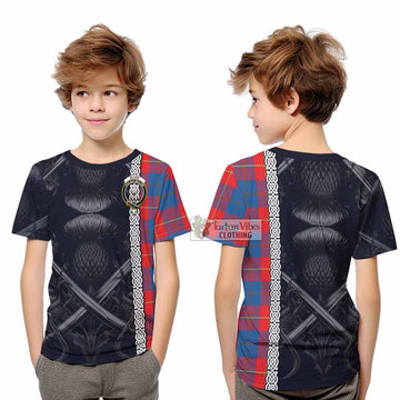 Blane Tartan Kid T-Shirt with Family Crest Cross Sword Thistle Celtic Vibes - Tartan Vibes Clothing