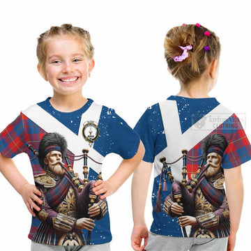 Blane Tartan Kid T-Shirt with Family Crest Scottish Bagpiper Vibes - Tartan Vibes Clothing