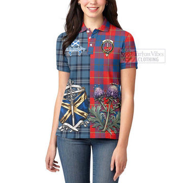 Tartan Vibes Clothing Blane Tartan Women's Polo Shirt Happy St. Andrew's Day Half Tartan Style