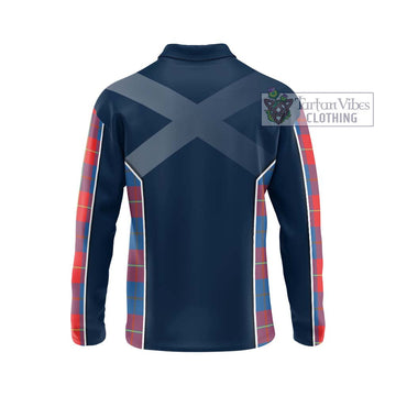 Blane Tartan Long Sleeve Polo Shirt with Family Crest and Lion Rampant Vibes Sport Style - Tartan Vibes Clothing