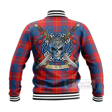 Blane Tartan Baseball Jacket with Family Crest Celtic Skull Style - Tartan Vibes Clothing