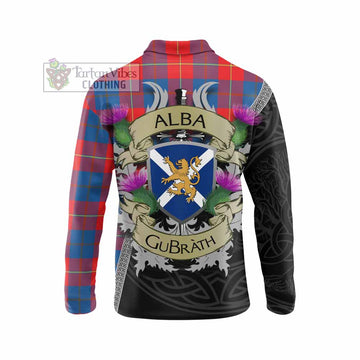 Blane Tartan Family Crest Long Sleeve Polo Shirt Lion Rampant Royal Thistle Shield Celtic Inspired - Tartan Vibes Clothing