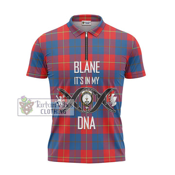 Blane Tartan Zipper Polo Shirt with Family Crest DNA In Me Style - Tartan Vibes Clothing