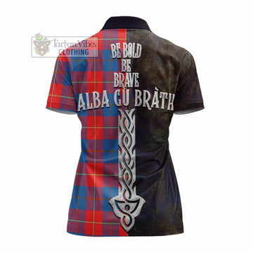 Blane Tartan Family Crest Women's Polo Shirt Alba Gu Brath Be Brave Lion Ancient Style - Tartan Vibes Clothing