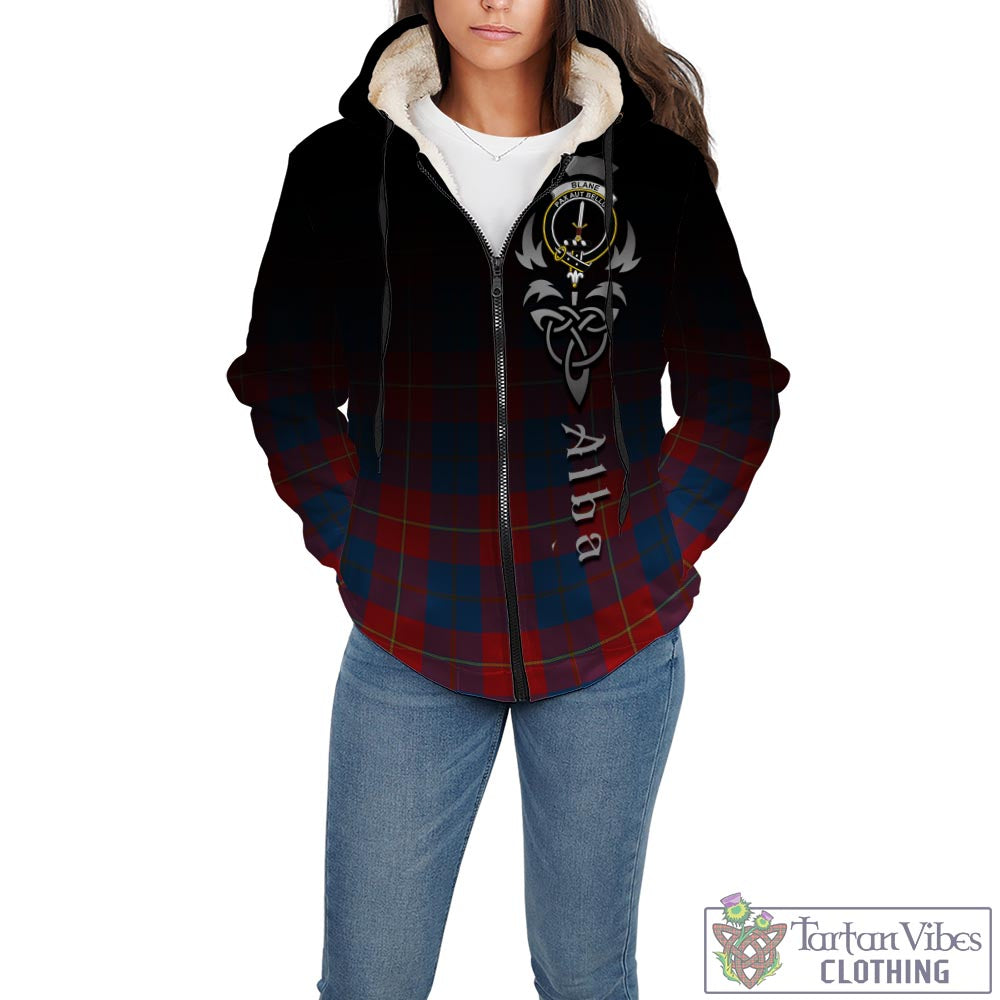 Blane Tartan Sherpa Hoodie Featuring Alba Gu Brath Family Crest Celtic Inspired - Tartan Vibes Clothing
