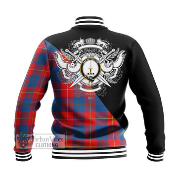 Blane Tartan Baseball Jacket with Family Crest and Military Logo Style - Tartan Vibes Clothing