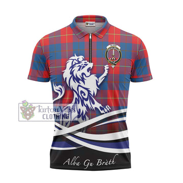Blane Tartan Zipper Polo Shirt with Alba Gu Brath Regal Lion Emblem - Tartan Vibes Clothing