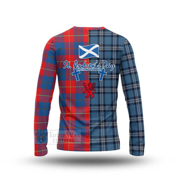 Blane Tartan Long Sleeve T-Shirt Happy St. Andrew's Day Half Tartan Style - Tartan Vibes Clothing