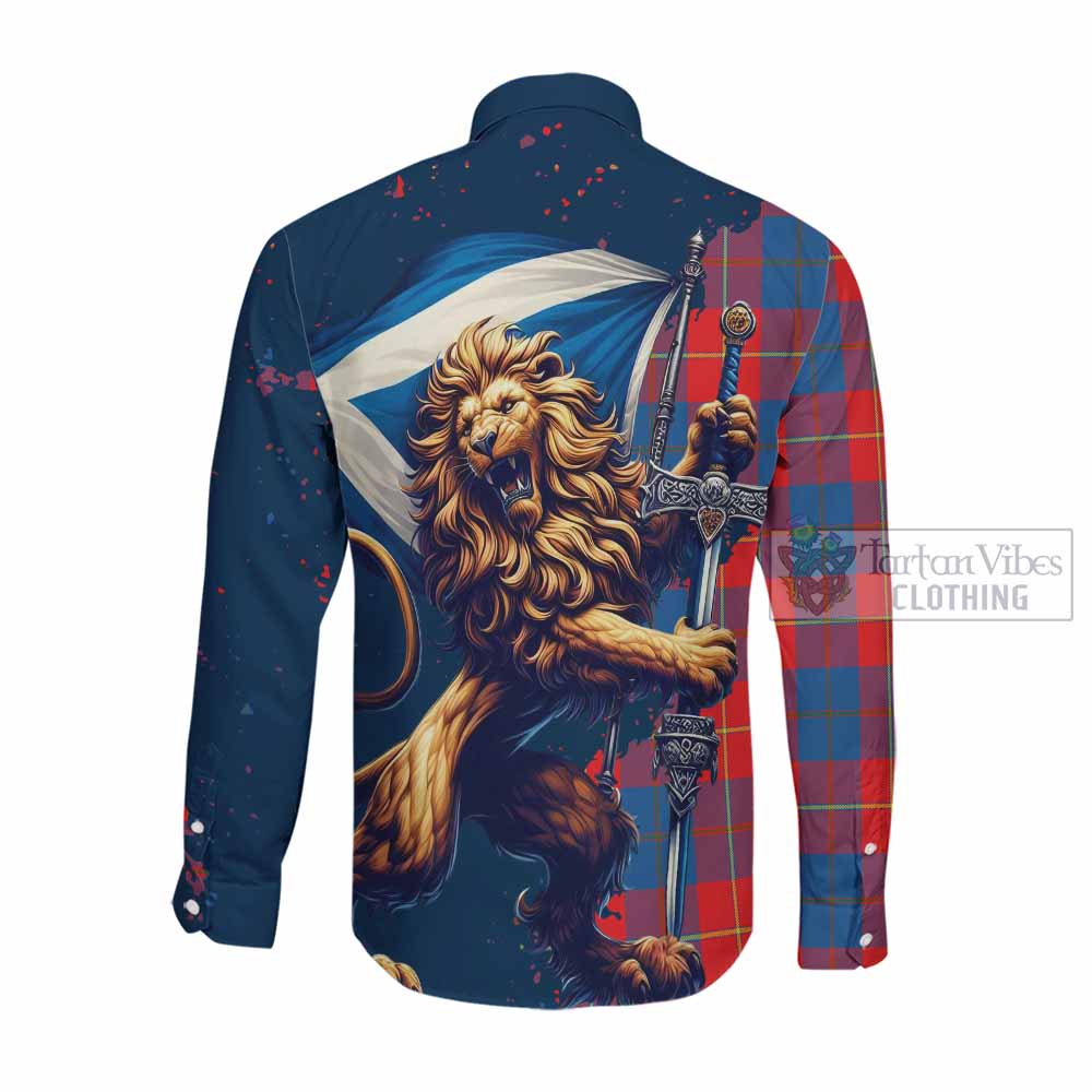 Blane Tartan Family Crest Long Sleeve Button Shirt with Scottish Majestic Lion Men's Shirt - Tartan Vibes Clothing