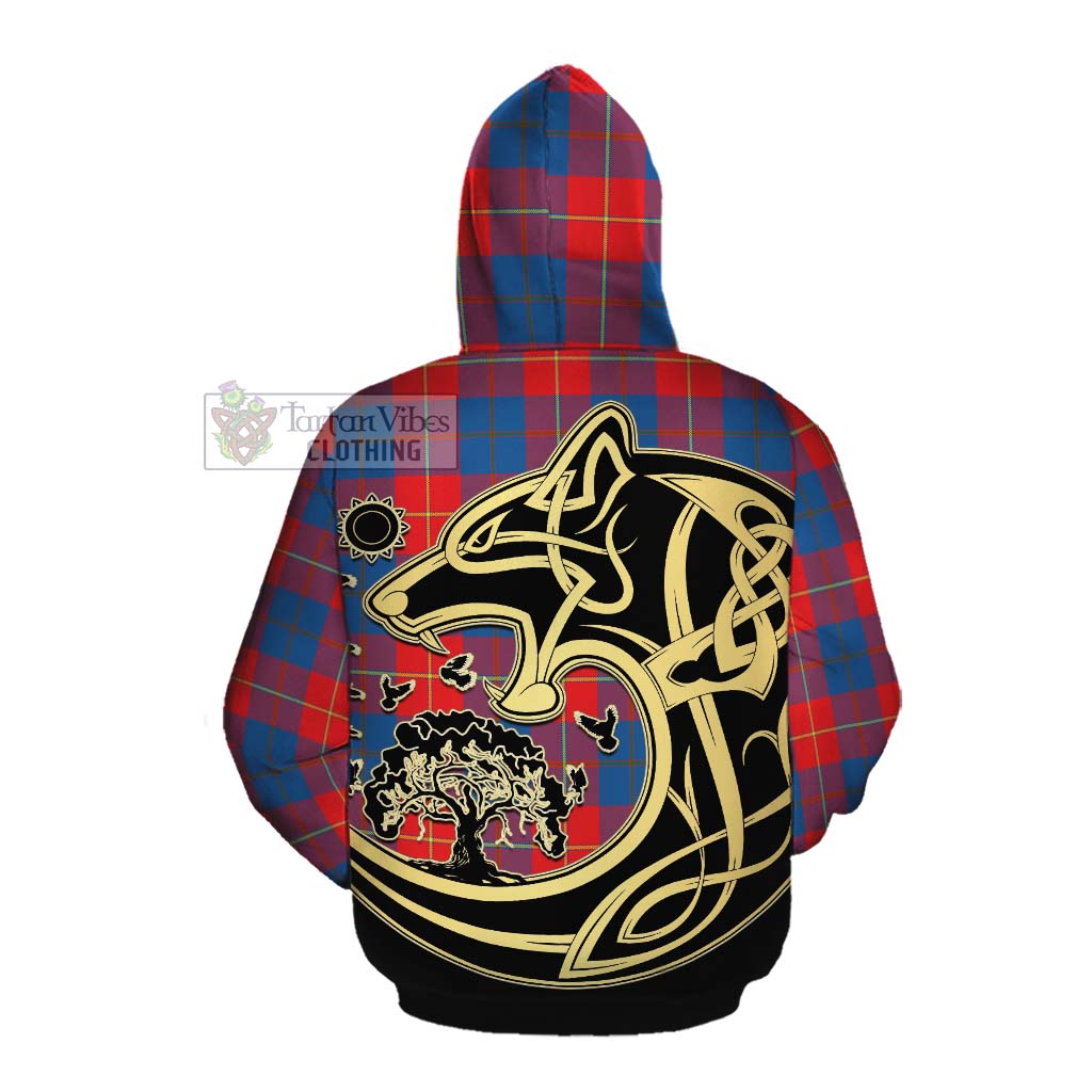 Blane Tartan Cotton Hoodie with Family Crest Celtic Wolf Style Pullover Hoodie - Tartan Vibes Clothing
