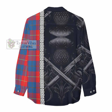 Blane Tartan Women's Casual Shirt with Family Crest Cross Sword Thistle Celtic Vibes - Tartan Vibes Clothing
