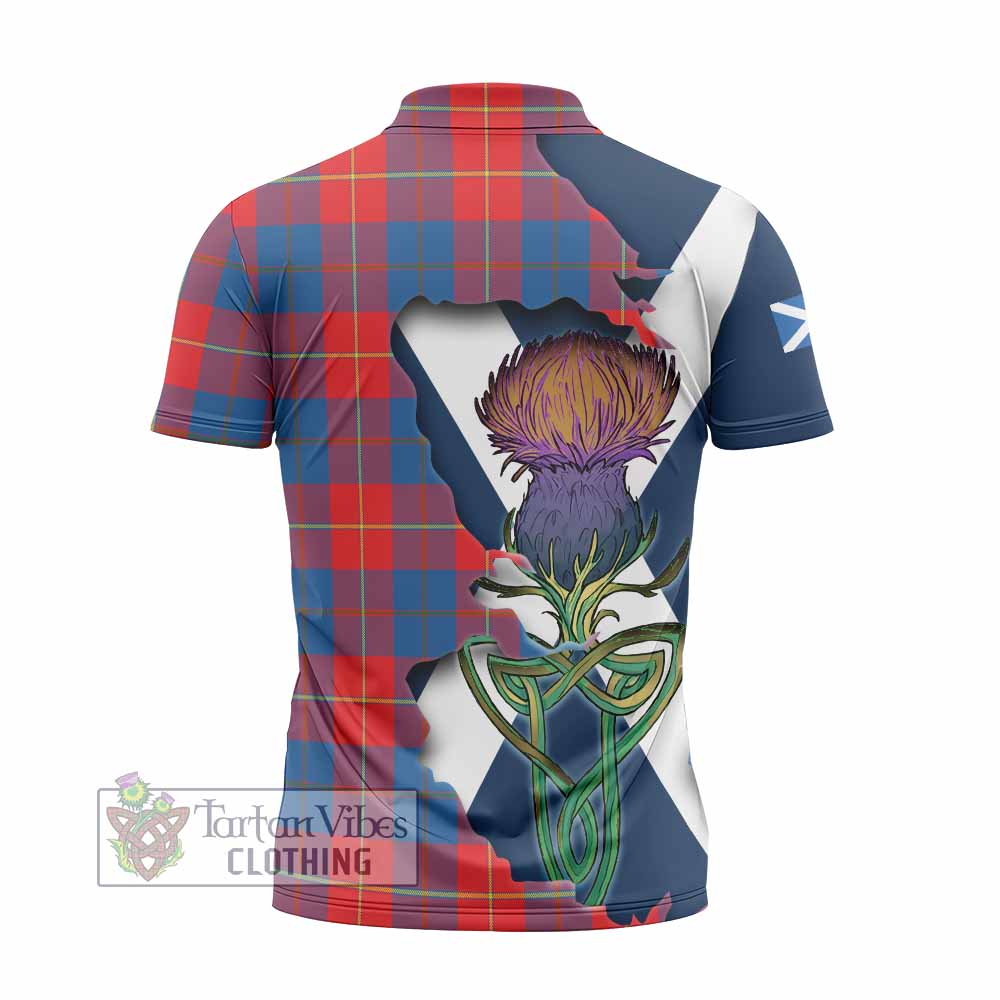 Tartan Vibes Clothing Blane Tartan Family Crest Zipper Polo Shirt Scottish Thistle Celtic Inspired