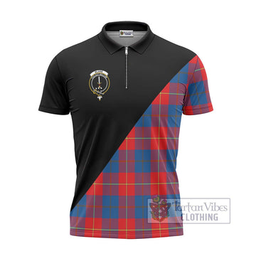 Blane Tartan Zipper Polo Shirt with Family Crest and Military Logo Style - Tartan Vibes Clothing