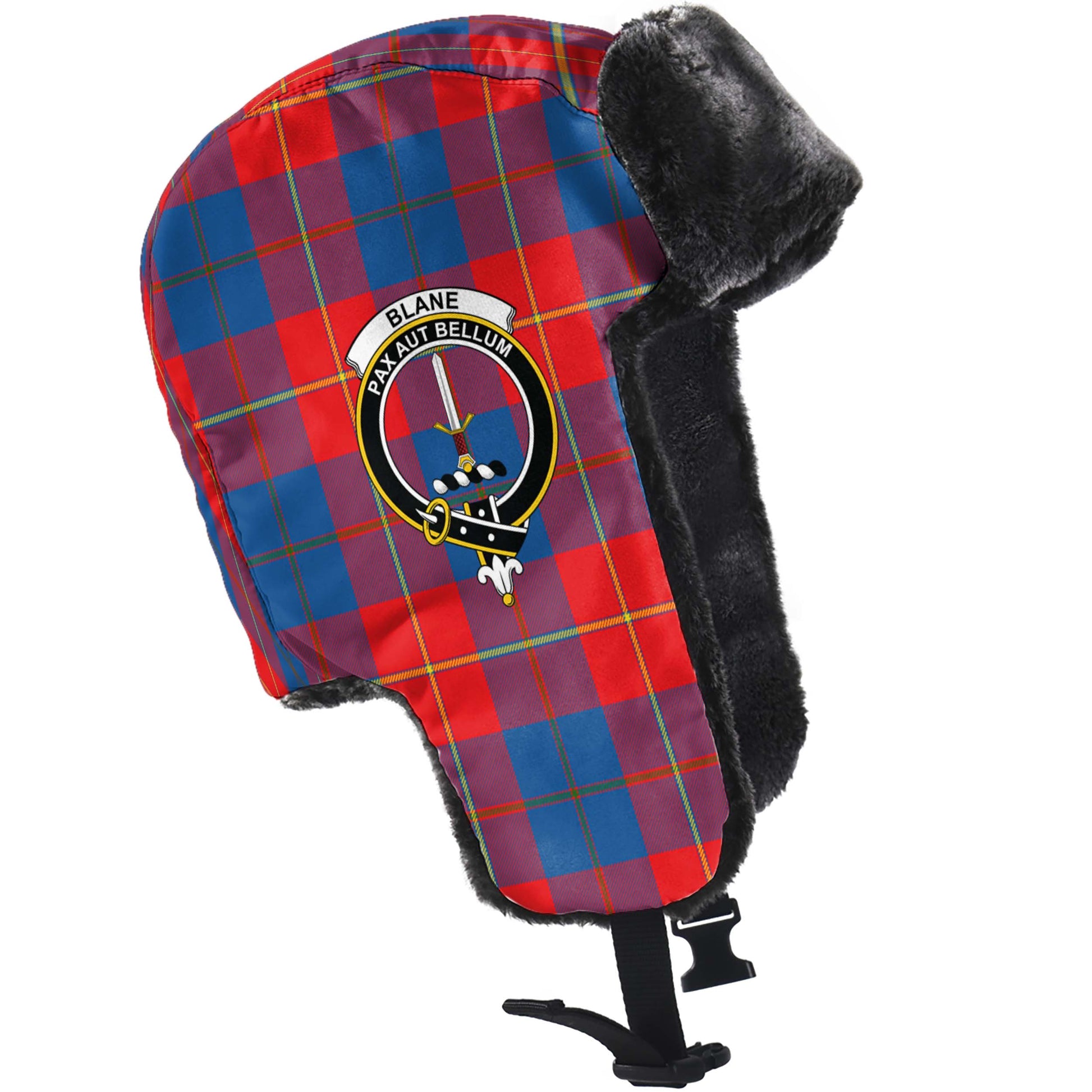 Blane Tartan Winter Trapper Hat with Family Crest - Tartan Vibes Clothing