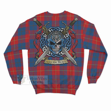 Blane Tartan Sweatshirt with Family Crest Celtic Skull Style - Tartan Vibes Clothing