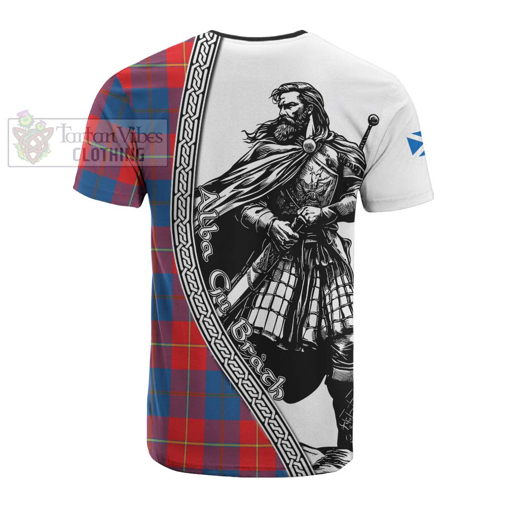 Blane Tartan Clan Crest Cotton T-shirt with Highlander Warrior Celtic Style - Tartan Vibes Clothing