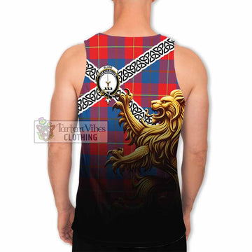 Blane Crest Tartan Men's Tank Top with Golden Lion Emblem Celtic Style - Tartan Vibes Clothing