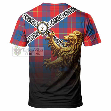 Blane Crest Tartan T-Shirt with Golden Lion Emblem Celtic Style - Tartan Vibes Clothing