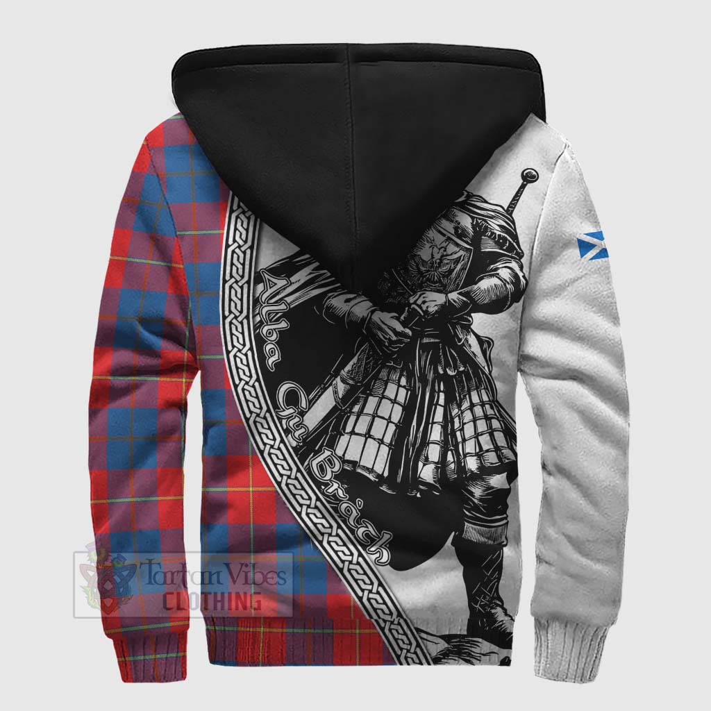 Blane Tartan Clan Crest Sherpa Hoodie with Highlander Warrior Celtic Style - Tartan Vibes Clothing
