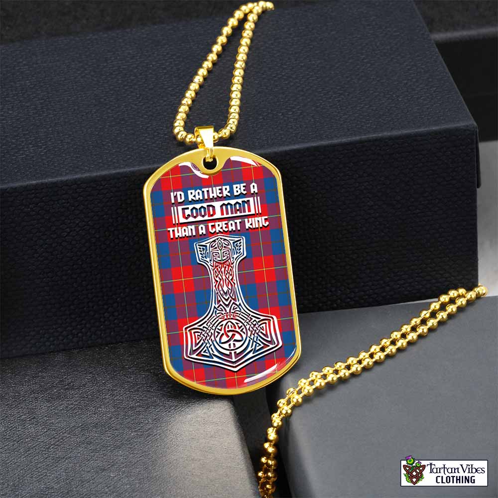 Blane Tartan Dog Tag Necklace Viking Mjolnir Style Gold No - Tartan Vibes Clothing