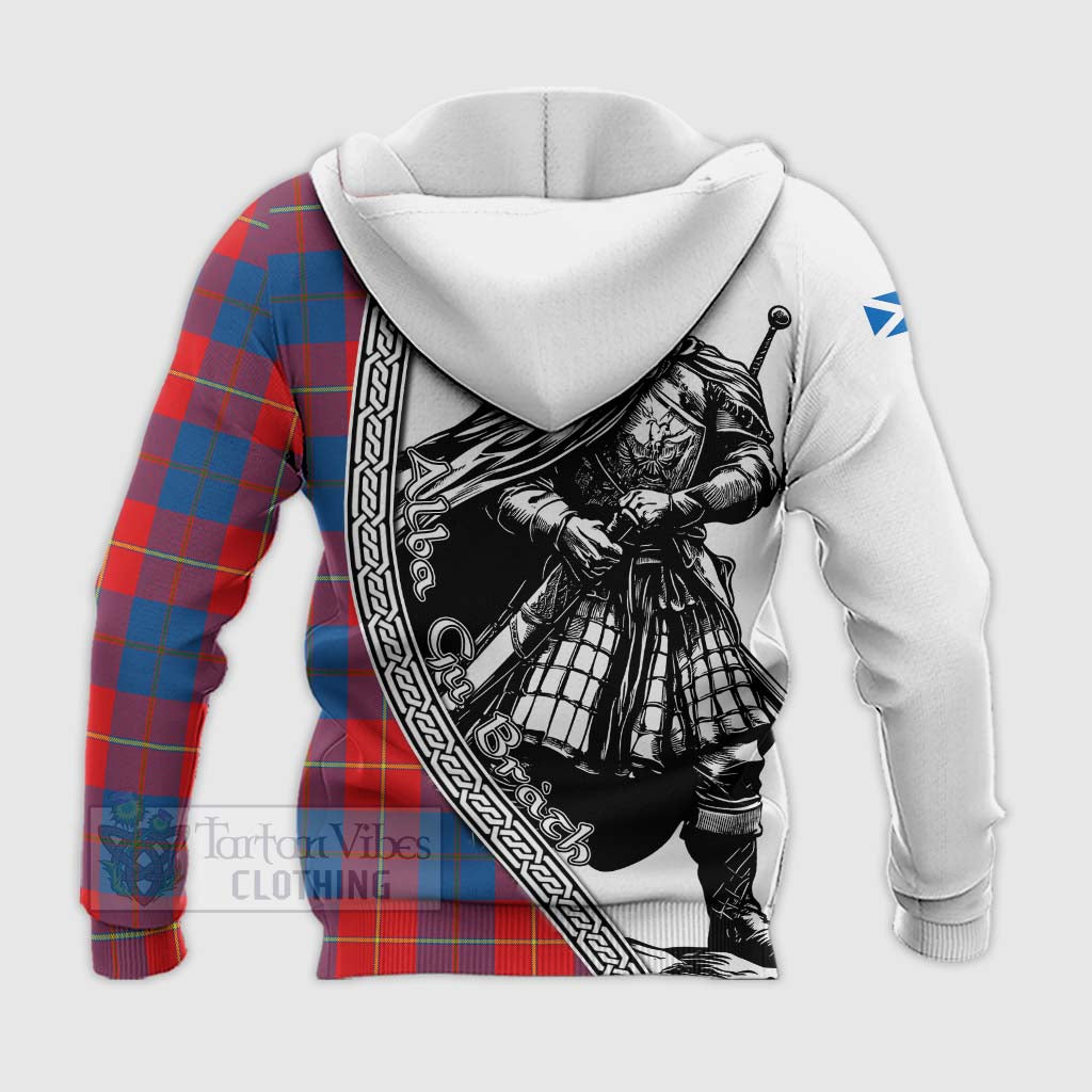 Blane Tartan Clan Crest Knitted Hoodie with Highlander Warrior Celtic Style - Tartan Vibes Clothing