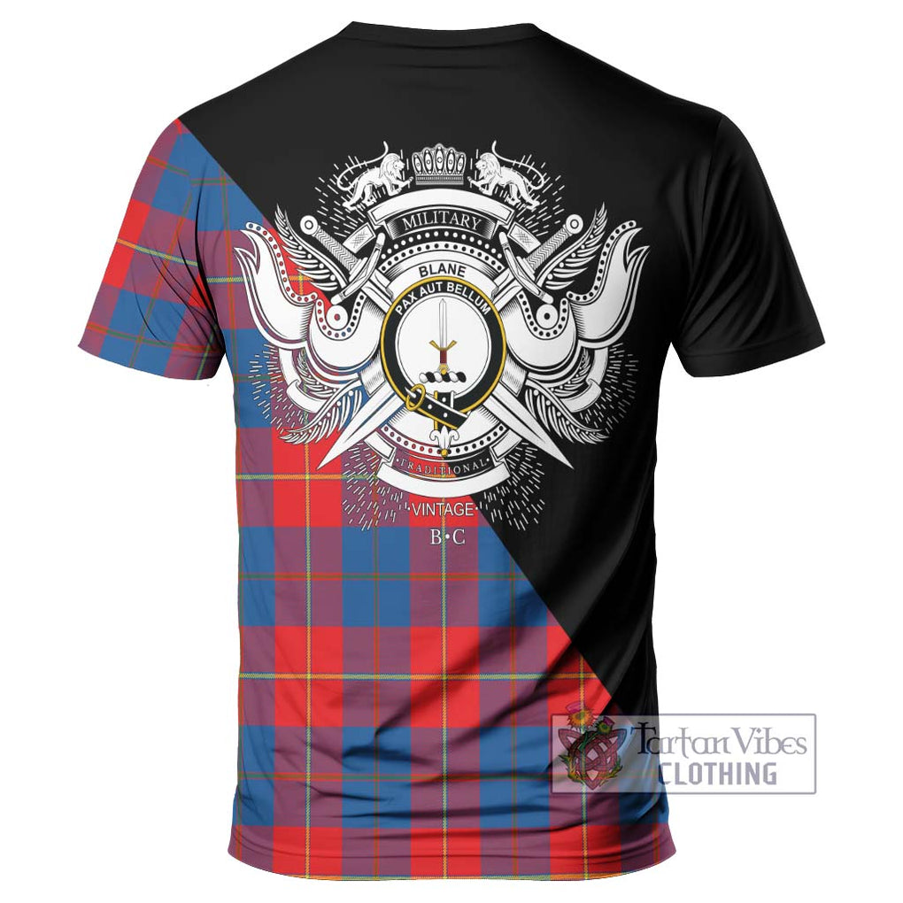 Blane Tartan T-Shirt with Family Crest and Military Logo Style - Tartan Vibes Clothing