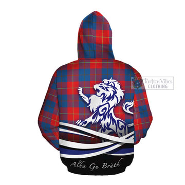 Blane Tartan Cotton Hoodie with Alba Gu Brath Regal Lion Emblem Pullover Hoodie - Tartan Vibes Clothing