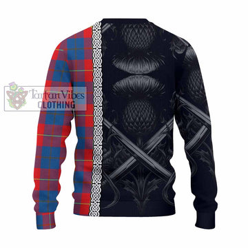 Blane Tartan Knitted Sweater with Family Crest Cross Sword Thistle Celtic Vibes - Tartan Vibes Clothing