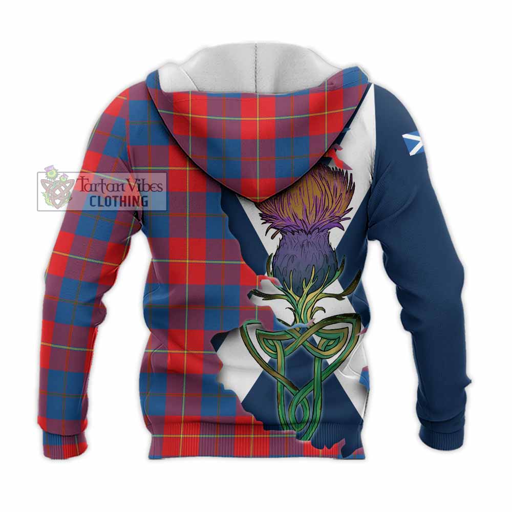 Tartan Vibes Clothing Blane Tartan Family Crest Knitted Hoodie Scottish Thistle Celtic Inspired