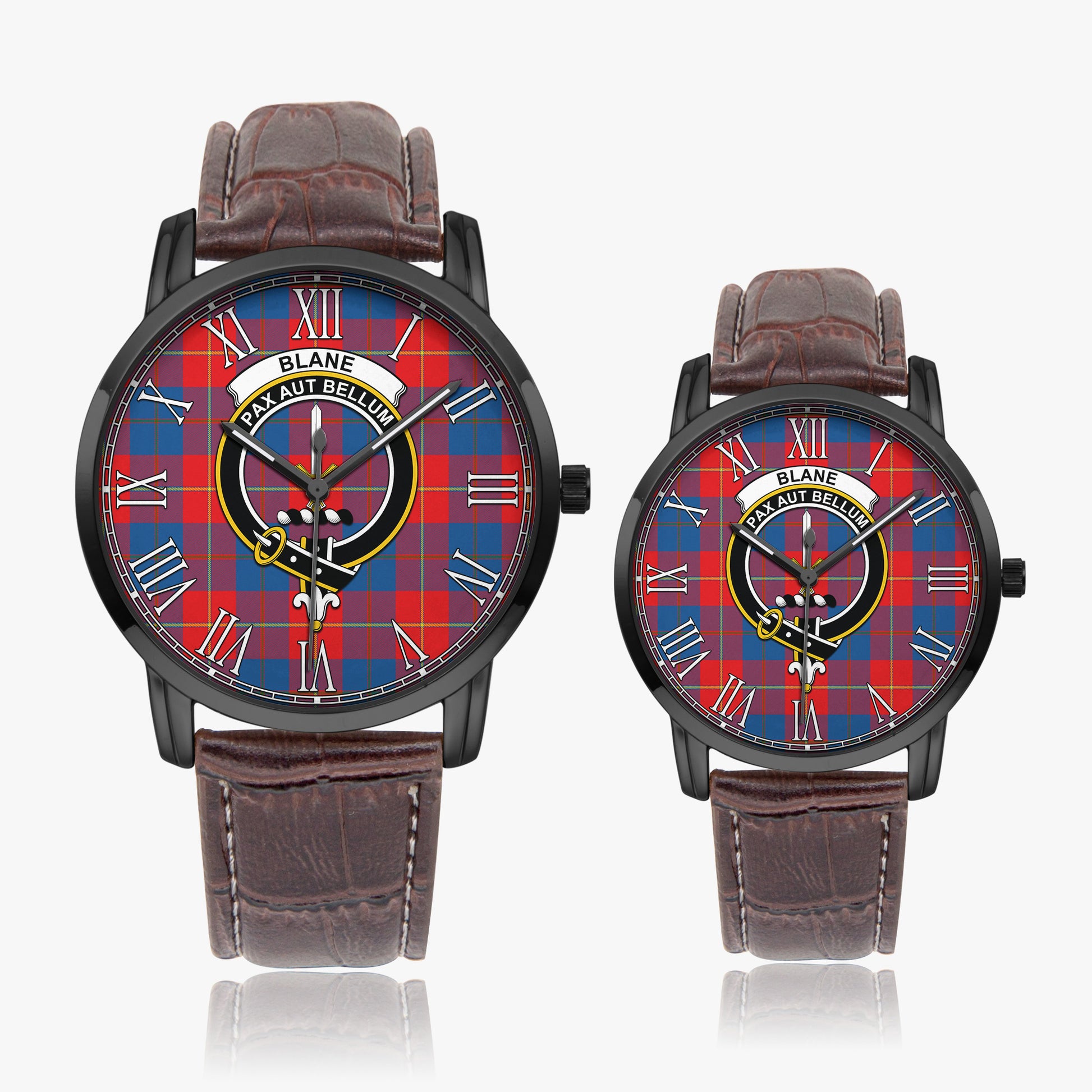 Blane Tartan Family Crest Leather Strap Quartz Watch - Tartan Vibes Clothing